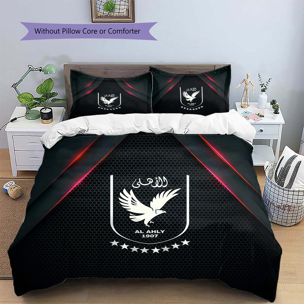 Al Ahly Sporting Club Pattern Bedding Quilt Set Home Decoration Gift (1 * duvet cover + 2 * pillowcase without core)