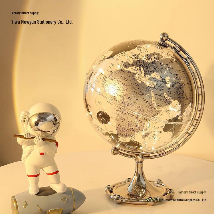 Astronaut Boy Globe Ornament: Luxurious Birthday Gift & Decorative Piece for Living Room or Wine Cabinet.