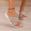 Fashion Summer Woven Sandals Women's Elastic Band Thick-soled Sandals Slippers Outdoor Beach Lightweight Wedge Casual Slippers