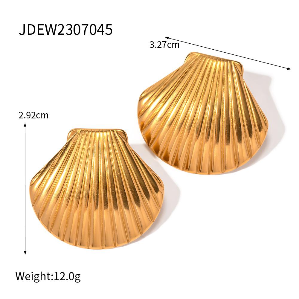 Stainless Steel Stud Earrings for Women - Elegant Ear Accessories Featuring Star-shaped Seashell Designs