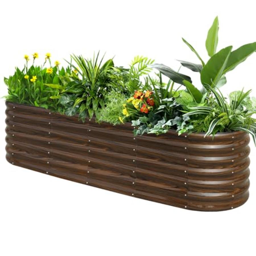 

8x2x2ft Raised Garden Bed Kit 24 Tall Outdoor Metal Raised Planter Box for Planting Plants Vegetables Flowers Fruits Brown United States