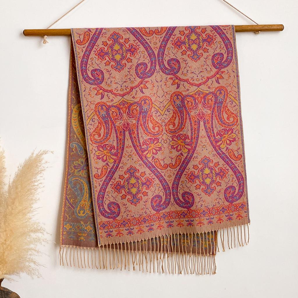 Autumn And Winter Ethnic Style Cashew Fringed Warm Popular Outer Shawl Long Scarf Female Versatile