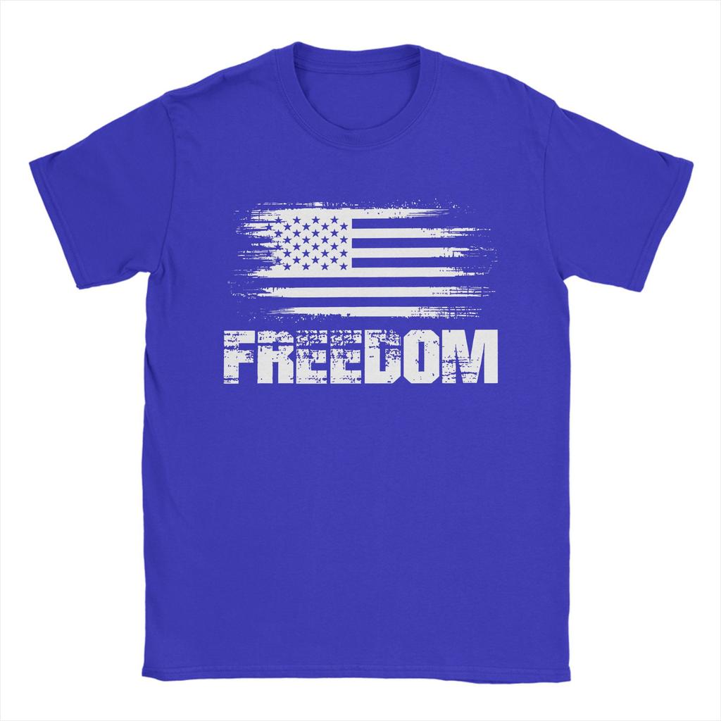 Harajuku T-Shirt Summer Freedom Novelty T-Shirts Charlie Kirk Pure Cotton Tshirt for Men Y2K Funny Plus Size Short Sleeve Tees