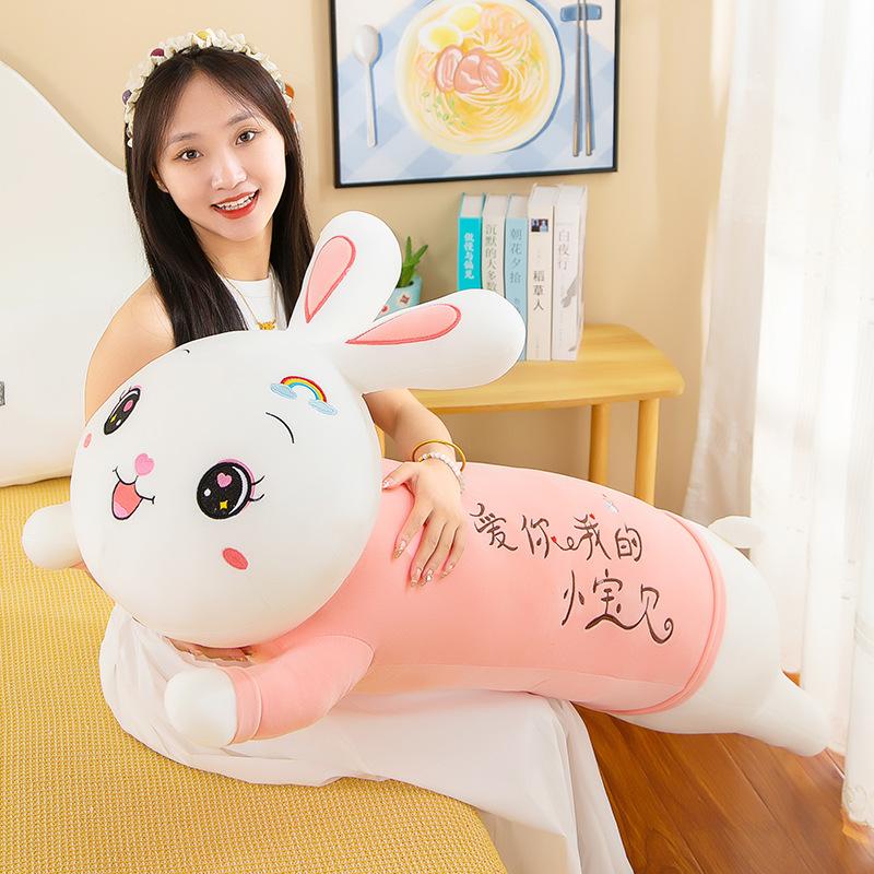 Party Style Rainbow Rabbit Plush Toy Doll Girl Sleeping Throw Pillow Bed Leg Long Pillow Cute Birthday Gift