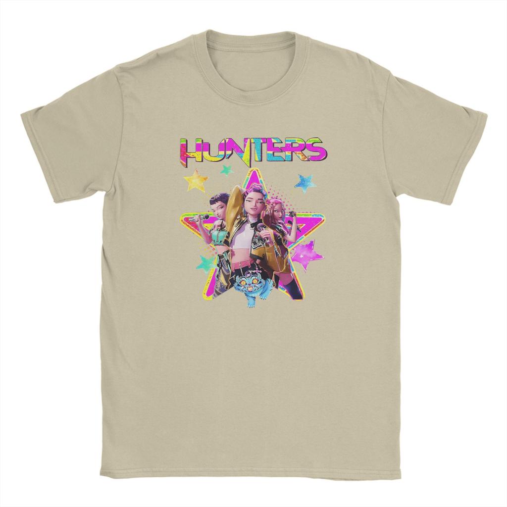 Huntrix Mädchen Kpop Dämonenjäger Baumwoll T-Shirt Für Männer Sommer Vintage T-Shirts O-Ausschnitt Hip Hop Tees Übergröße Druck Kleidung