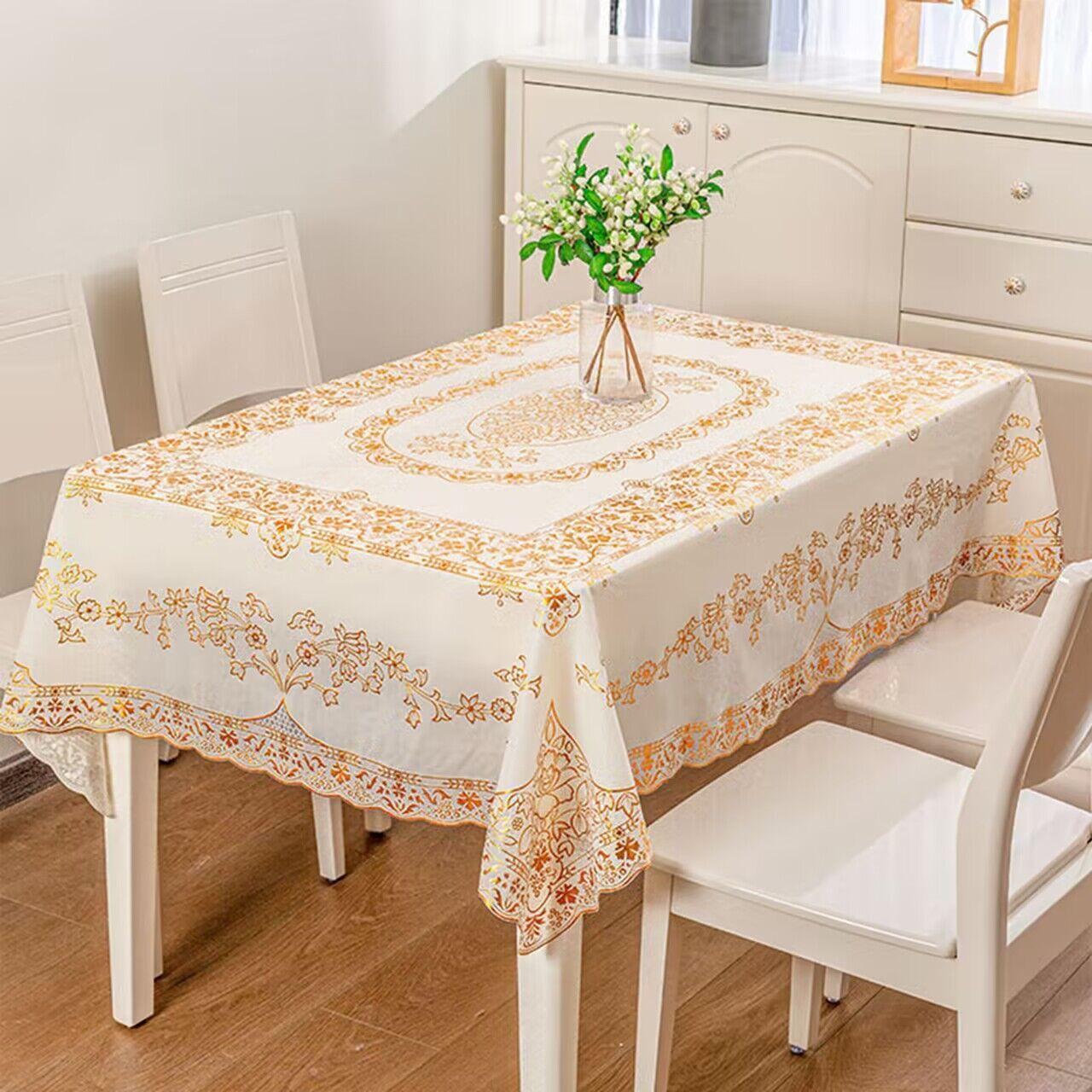 

European Elegant Pvc Printed Tablecloth Waterproof And Heat Resistant Tablecloth Rectangular Family Hotel Dining Table Mat 100x160cm