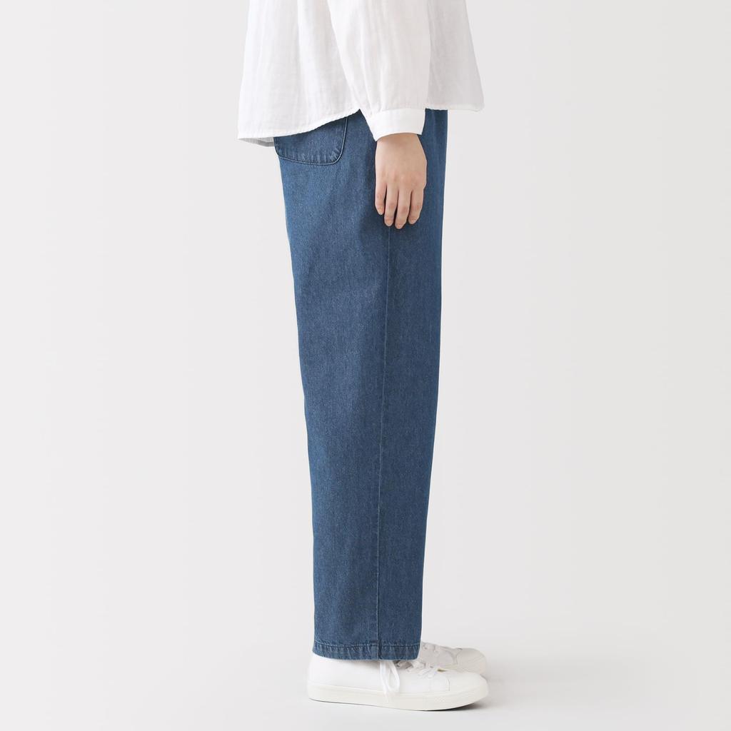 MUJI Washed Denim Easy Tapered Dark Size BE1VNA6S Women's Pants, Navy, S,