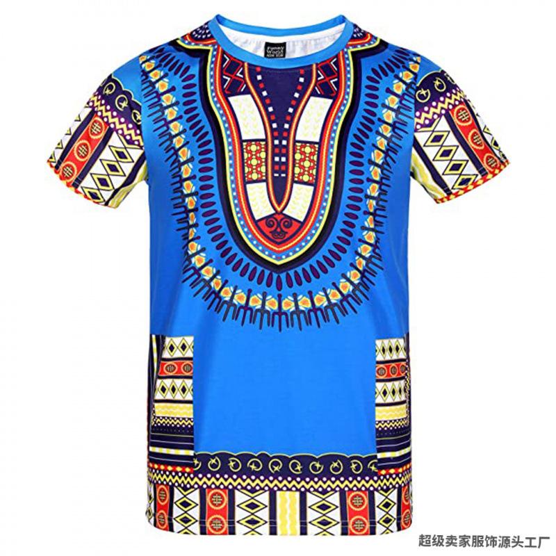 Men's 3D Printed T-Shirt Vintage Ethnic Style Pattern Printing Short Sleeve O-Neck Pullover Casual Top