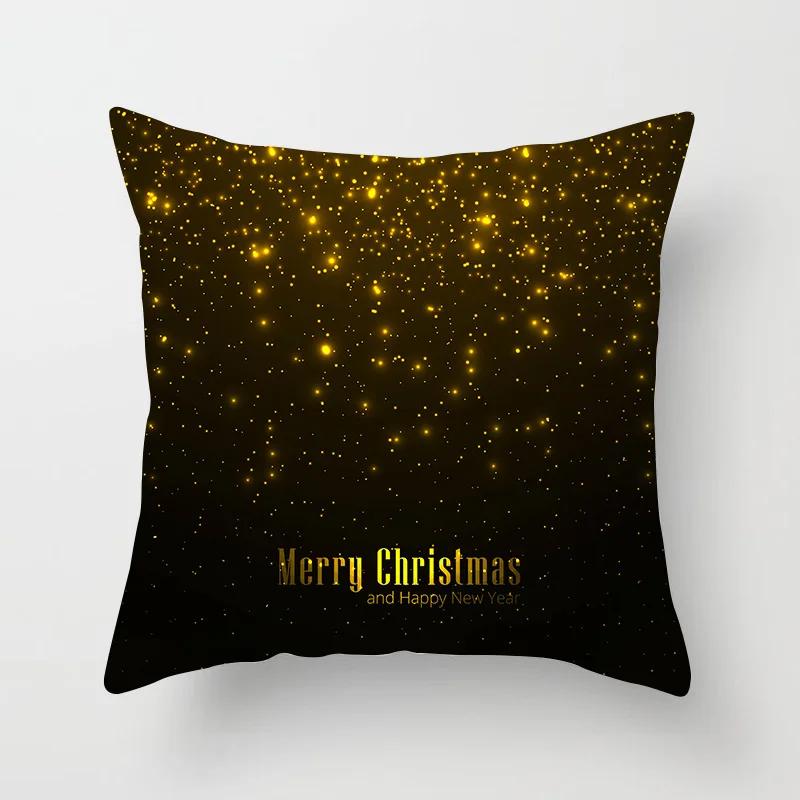 Christmas decoration cushion cover black gold elk print pillowcase sofa ornaments bedroom room home  holiday gift