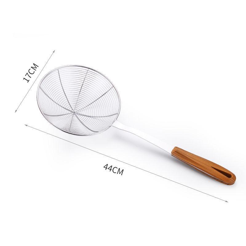 Stainless Steel Large Colander with Wooden Handle Oil Drain Skimmer Filter French Fries Sieve Spoon Home Kitchen Accessories