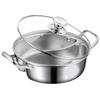 Buuyyaa One-piece Molded Divided Pot, Two-compartment Pot, Stainless Steel, gasIH Compatible, with Glass Lid, Allows You To Enjoy Two Different