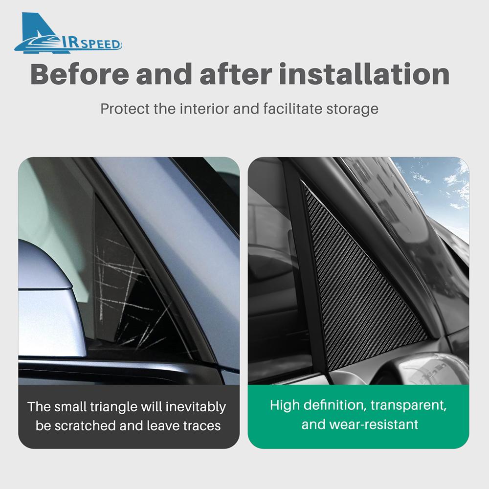 Carbon Fiber Pattern TPU Film Interior Sticker for Tesla Model Y 2025 A Pillar Outer Triangle