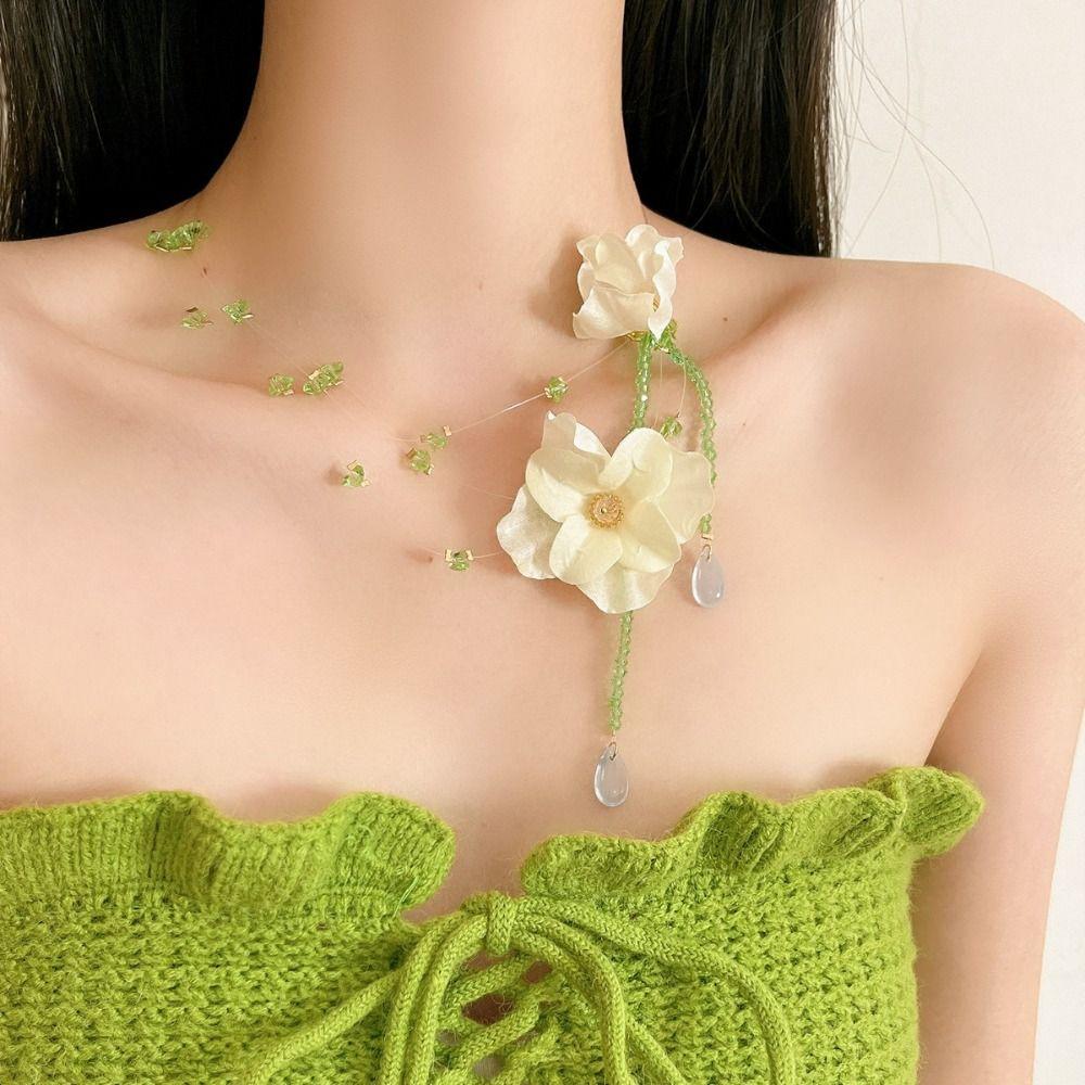 Minority Design Resin Flower Necklace Korean Style Tassel Earrings  Birthday Gift