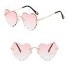 Love Heart Thin Metal Frame SunGlasses for Women Eyewear Heart-Shaped Sunglasses Heart Sunglasses