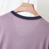 2026 Plus Size Color Block Short Sleeve Nightgown: Loose Casual Homewear Dress for Indoor & Outdoor Wear
