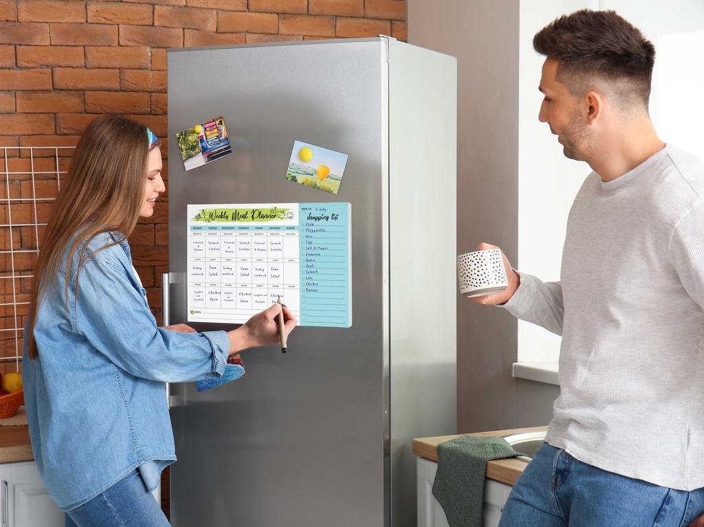 Inkdotpot Weekly Meal Planner Notepad 7"x10 , "Kitchen Menu" Magnetic Meal Planning Pad with Tear Off Grocery S-54 Sheets