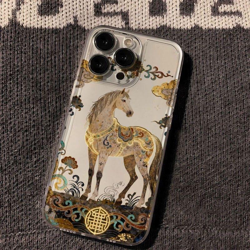 Dunhuang Auspicious Horse National Trend Transparent Soft Tpu Phone Case Compatible With Apple Iphone