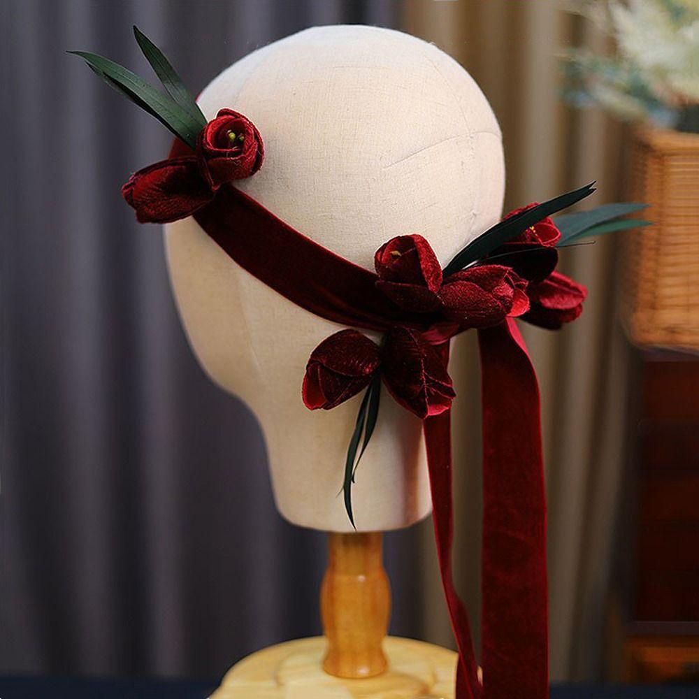 Hair Accessories Flower Hair Ribbon Women Hair Bands Brid Wedding Headband Velvet Korean Headwear
