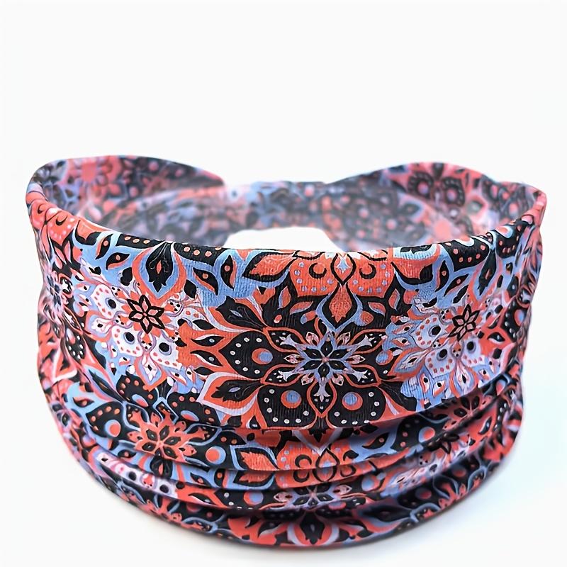 1pz Cerchietto da Yoga da Donna con Stampa Mandala - Elastico Traspirante per Fitness, Yoga e Uso Quotidiano, Design Floreale Vivace, Vestibilità Sicura per lo Stile di Vita