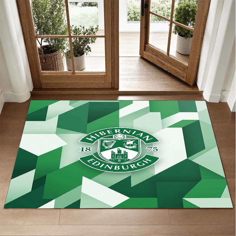 Hibernian FC Design Crystal Velvet Rug Soft Decorative Mat for Bedroom Entrance