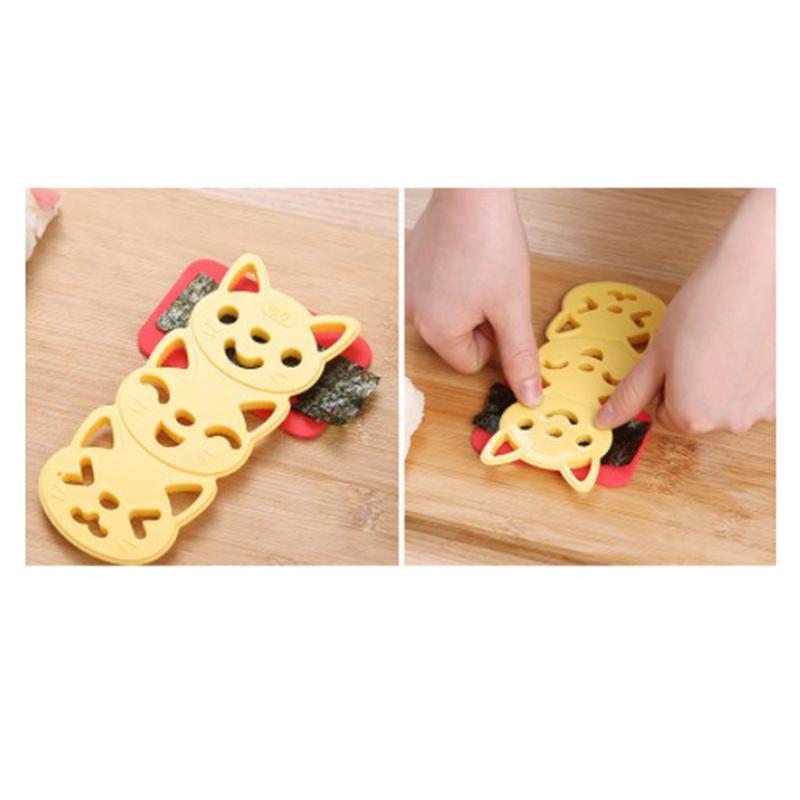 1 Sett Søt Smilende Katt Sushi Risform Dekor Kutter Sandwich DIY Verktøy