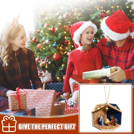 DIY Nativity Scene Ornament Kit with LED Lights Beginner Friendly Christmas Decoration Easy to Hang Holiday Ornament for Tree And Home