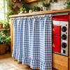 Ruffled Edge Farmhouse Plaid Kitchen Oven Skirt No Drilling Privacy Partition Curtain  Porch