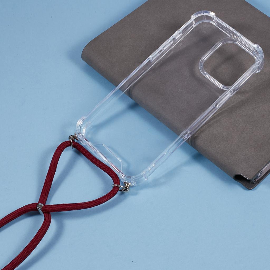 For iPhone 16 Pro Max Crossbody Case Acrylic+TPU Transparent Phone Cover Reinforced Corners