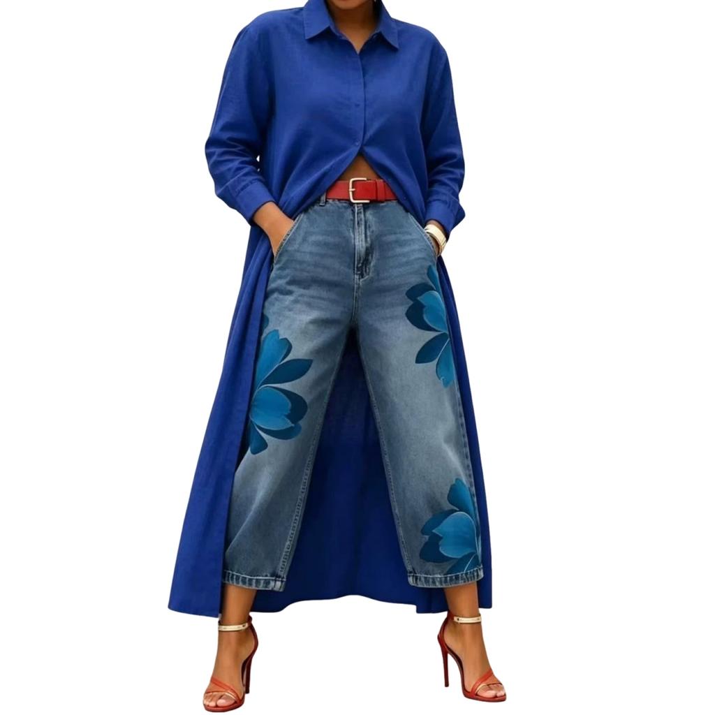 Veste chemise longue ample pour femme Col boutonné Vêtement d'extérieur décontracté Design multicouche léger Fentes latérales