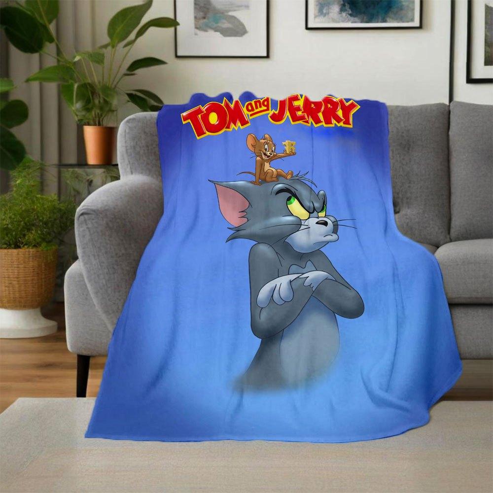 Tom and Jerry Kids Cartoon Poster Wall Art DecorBlanket Flannel Throw Blanket for Sofa, Bed, Travel, Camping, Office