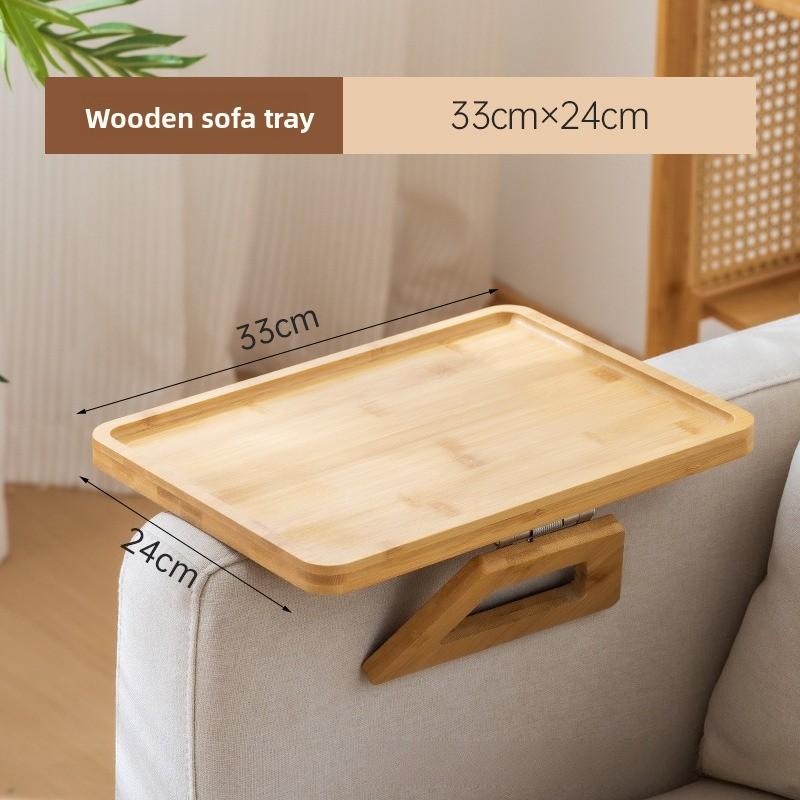 New Chinese Style Bamboo Folding Tray Anti Slip Tea Tray Sofa Armrest Table Space Saving Cheese Plate