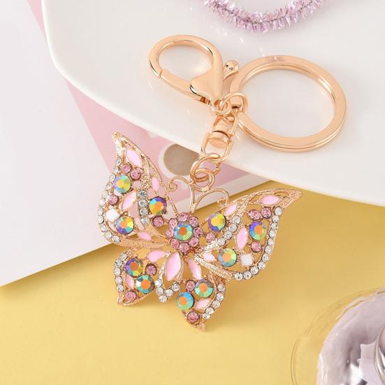 Rhinestone Butterfly Keychain Sparkly Butterfly Charm with Keyring Elegant Enamel Butterfly Keychain Gift for Women Girls