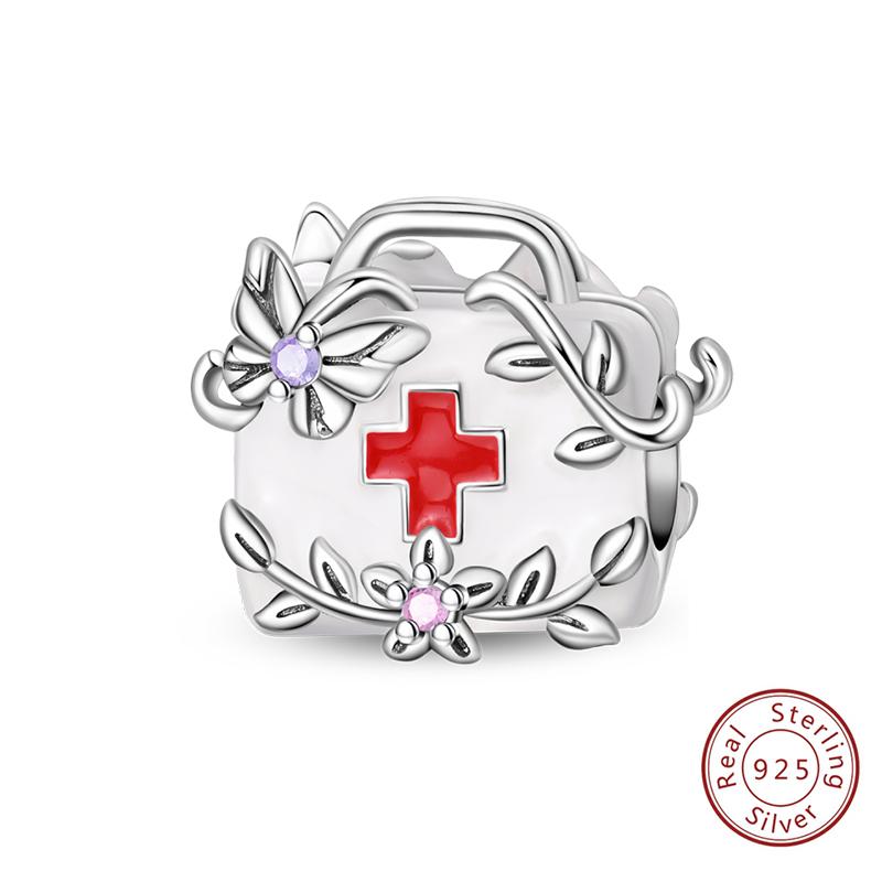 Silve Charms Beads Doctor'S Teeth Dentist Charms First Aid Kit Dangle For Bracelet Occupation Jewelry Gift