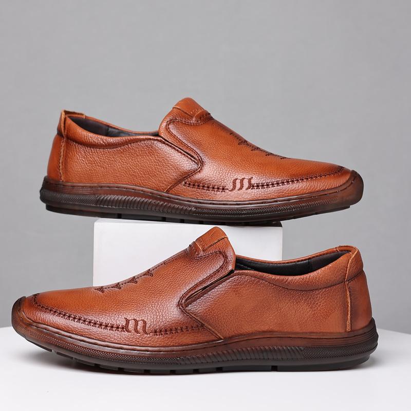 Solid Color New Designer Leather Shoes for Men Spring Autumn Fashion Casual Driving Shoes Male Soft Sole Non-slip Loafers Man