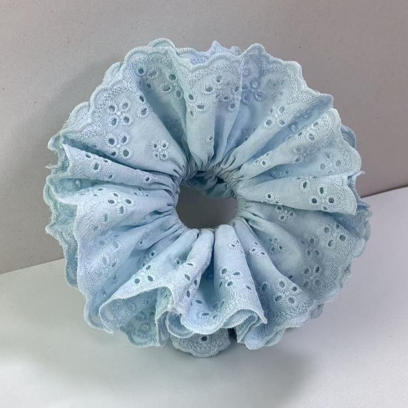 18cm Korean Candy Color Fabric Lace Scrunchie Band Sweet Oversized Rubber Bands Ponytail Tie Headbands Women Hair Accessory