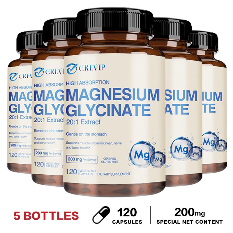 CREVIP Hohe Absorption, Glycin-Magnesium-Kapseln, Sanfte Magnesiumsupplementierung, Geeignet für Männer und Frauen