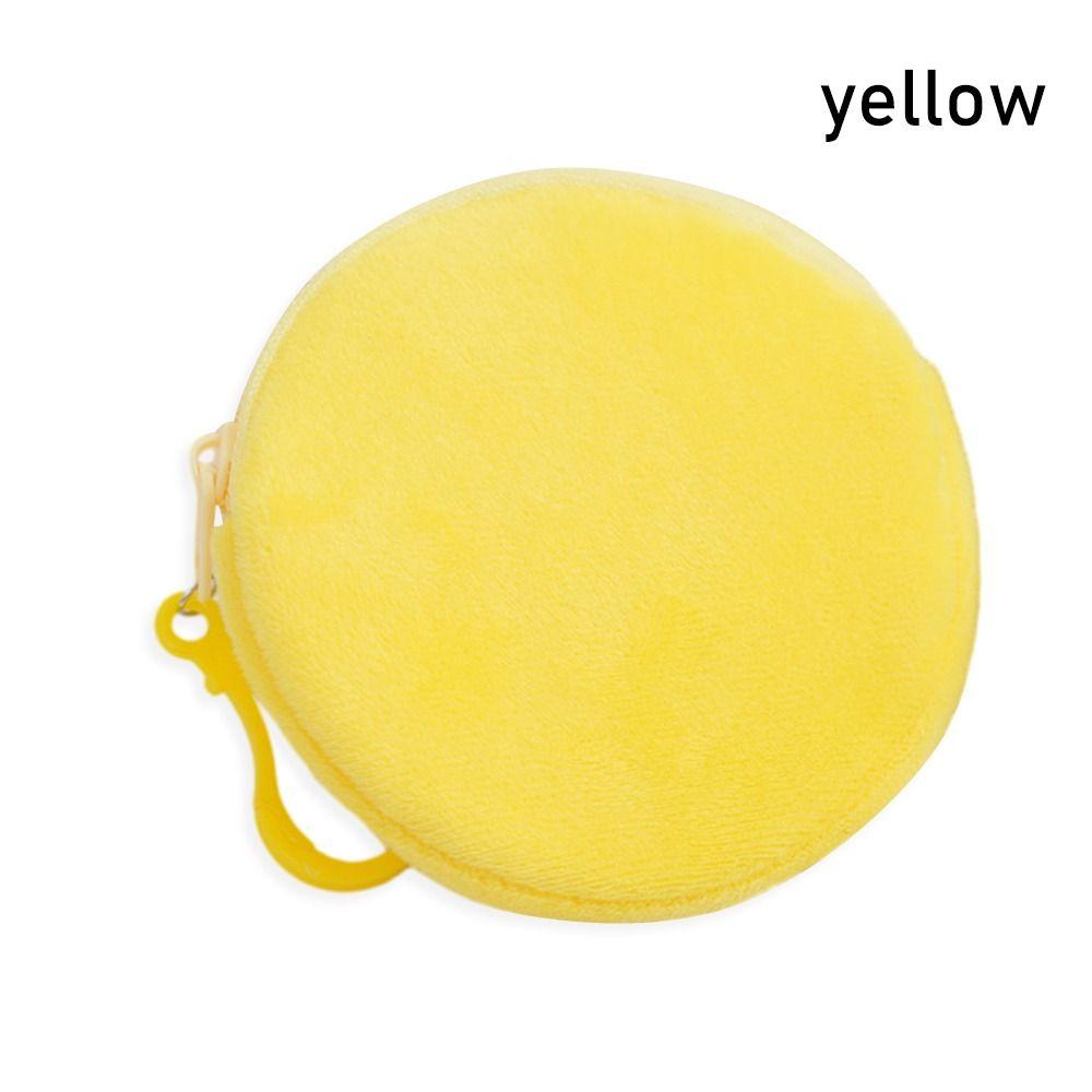 1Pcs Kawaii ID Card Bag Round Coin Purse Pure Color Keychain Coin Bag Plush Thin Short Cute Wallet for Women
