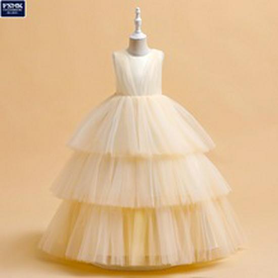 Mädchen Kurzarm Mesh Prinzessinenkleid für Abend, Geburtstage oder Klavieraufführungen