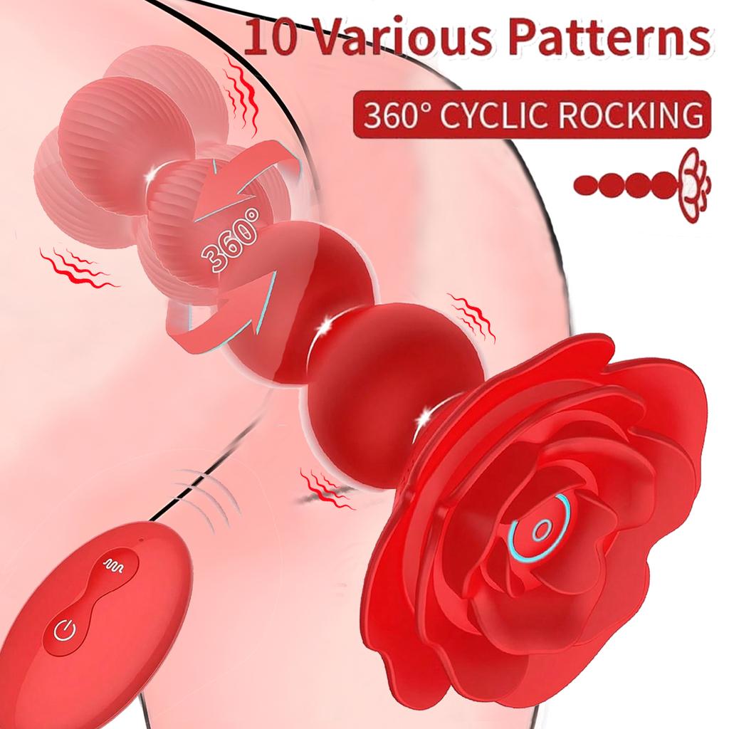 Anal Plug, 10 Rotating Twisting and Vibrating Modes, Prostate Massager, Men's Rear Vibrator, Women's Remote Control Rose Toys, Adult Couples Sex Toys
