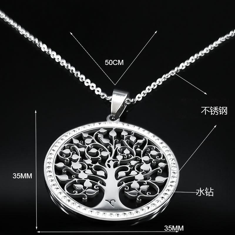 Delicate Hollow Tree of Life Pendant Necklace Stainless Steel Choker Jewelry