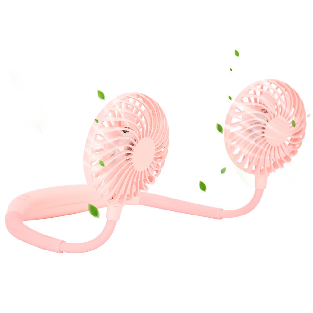 Neckband USB Fan Portable Sports Plastic Mini Hanging Neck 3-Speed LED  Rechargeable