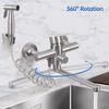 Grifo mezclador de pared para cocina, material de acero inoxidable 304 de grado alimentario, giratorio 360°