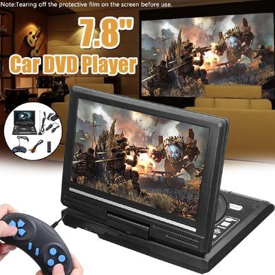 DC12V/2A 7,8 cala Przenośny Odtwarzacz DVD MP3 TV Portatil Kabel Obracany Ekran LCD Karty SD Czarny Dom Samochód Odtwarzacz VCD CD