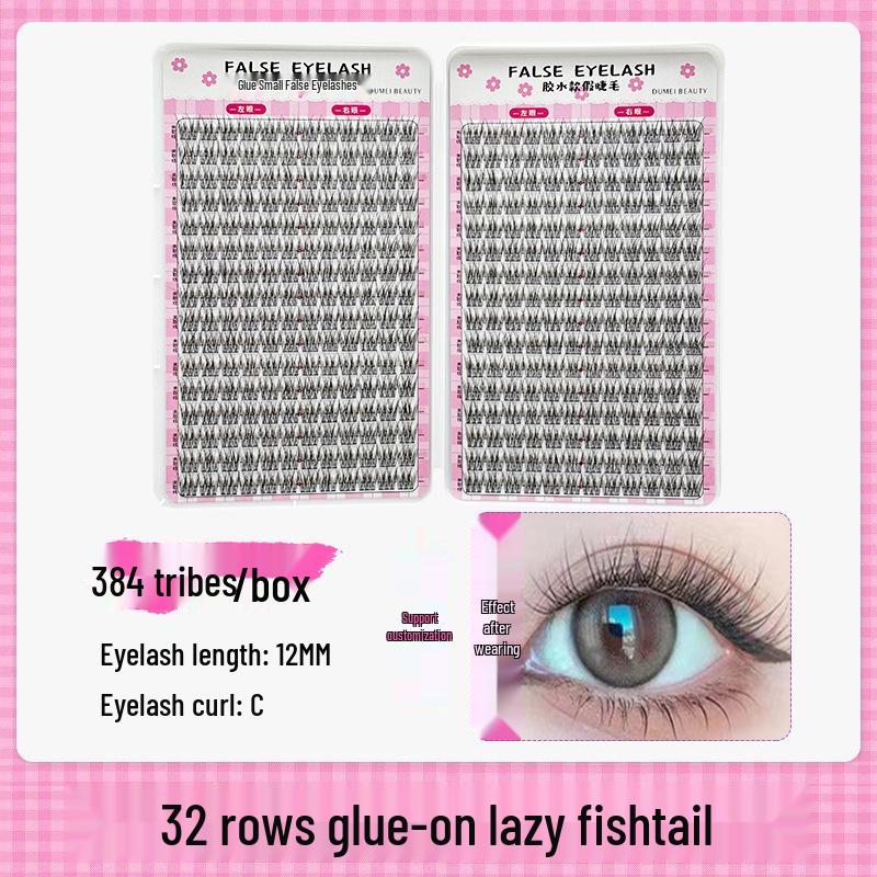 Cross-Border Large Capacity Glue Style False Eyelashes - 32 Rows Natural Lively Photogenic Comic Segmented Lashes