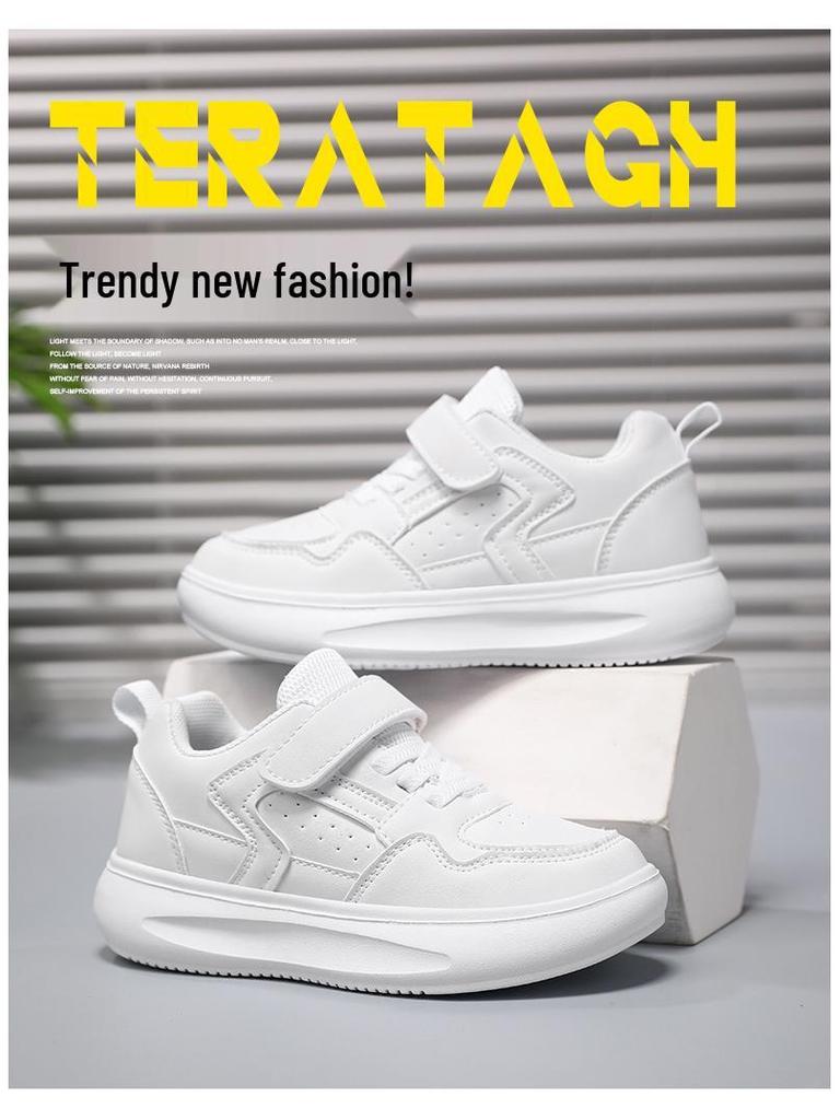 Boys' 2024 White Breathable Campus Sneakers - Casual Autumn Sports Shoes for Kids