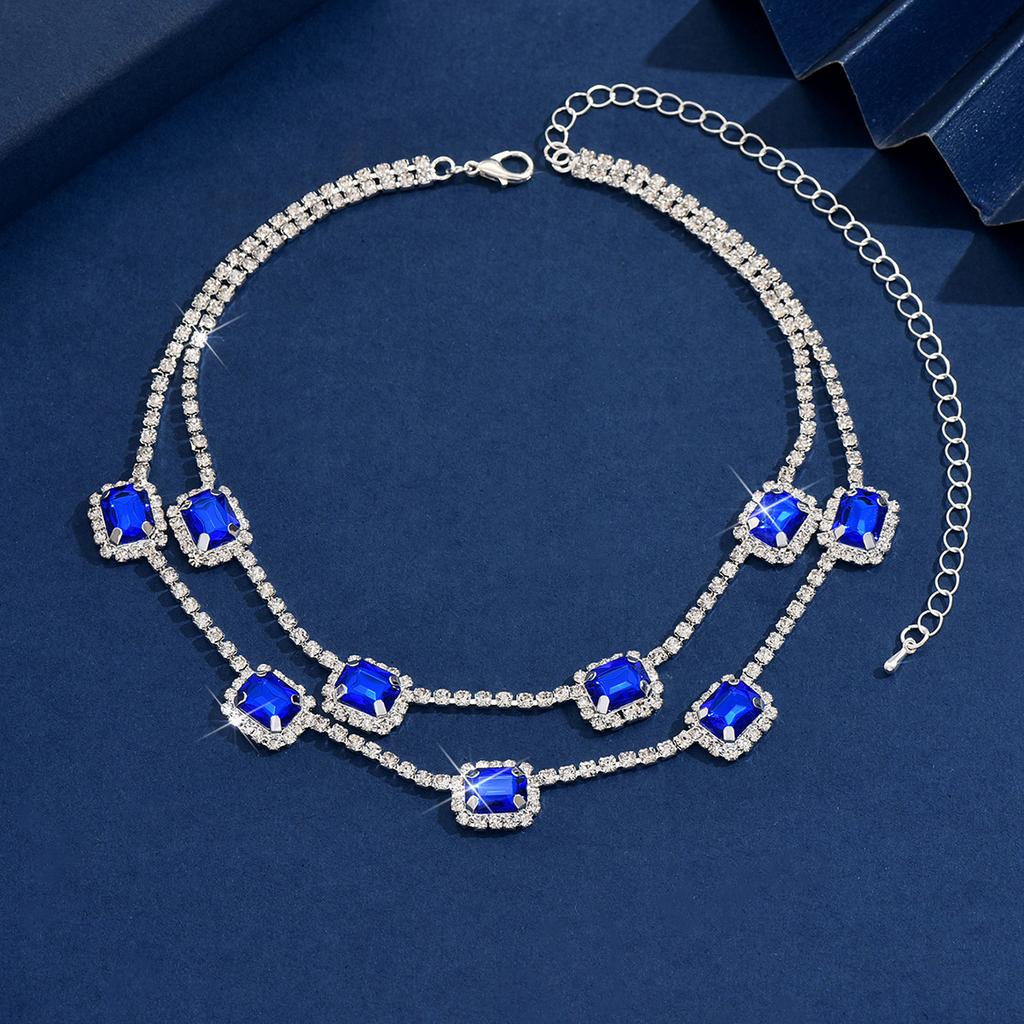 1 st Dammode Geometriskt Dubbellagers Halsband Zirkon Lämpligt för Dejt, Fest, Festival Gåvor-2169