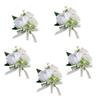 5Pcs Wrist Corsages Bracelets Artificial Rose Boutonniere for Grooms and Bride Wedding Party Proms Suit Decorations