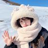Cute capybara hat scarf gloves integrated women's winter windproof warm plush three-piece hat