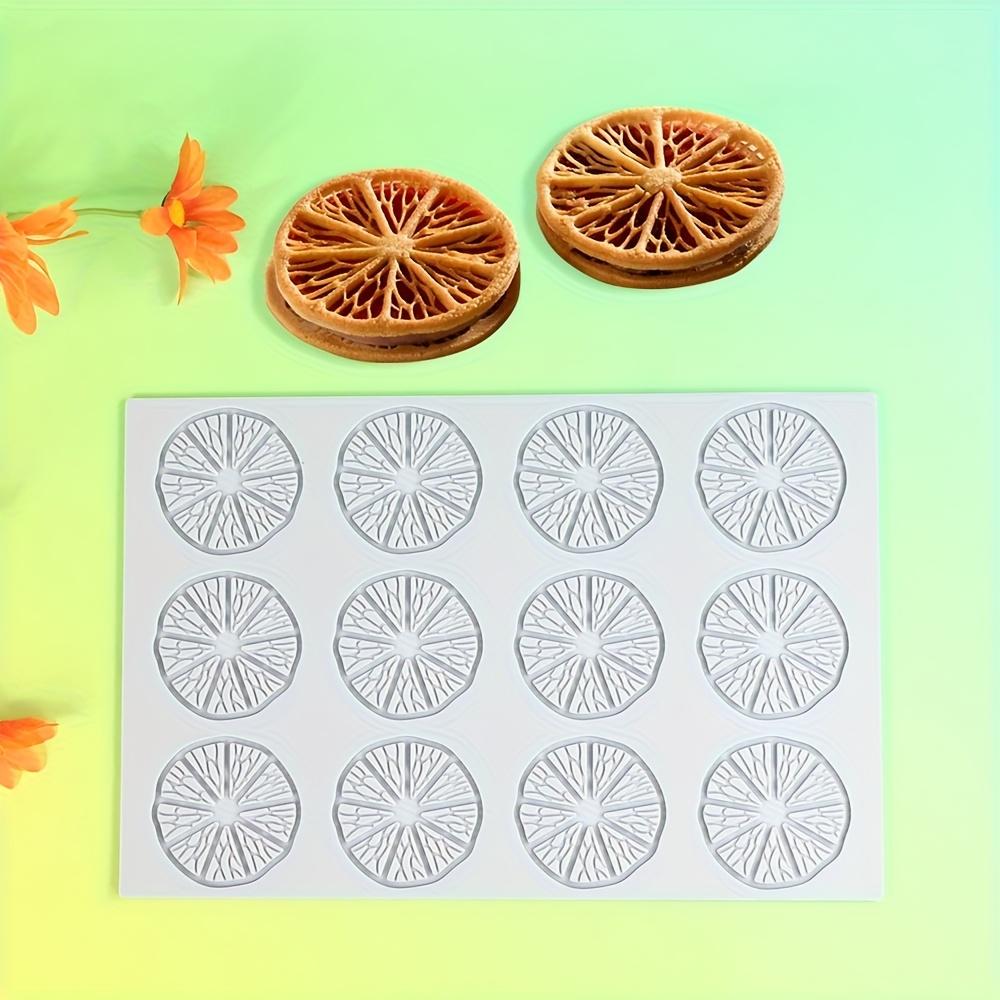 12-Hole Lemon Lace Silicone Mold, Exquisite Lemon Slice Texture Baking Mold, Cookie Chocolate Candy Decoration Mold, Food-Grade Silicone