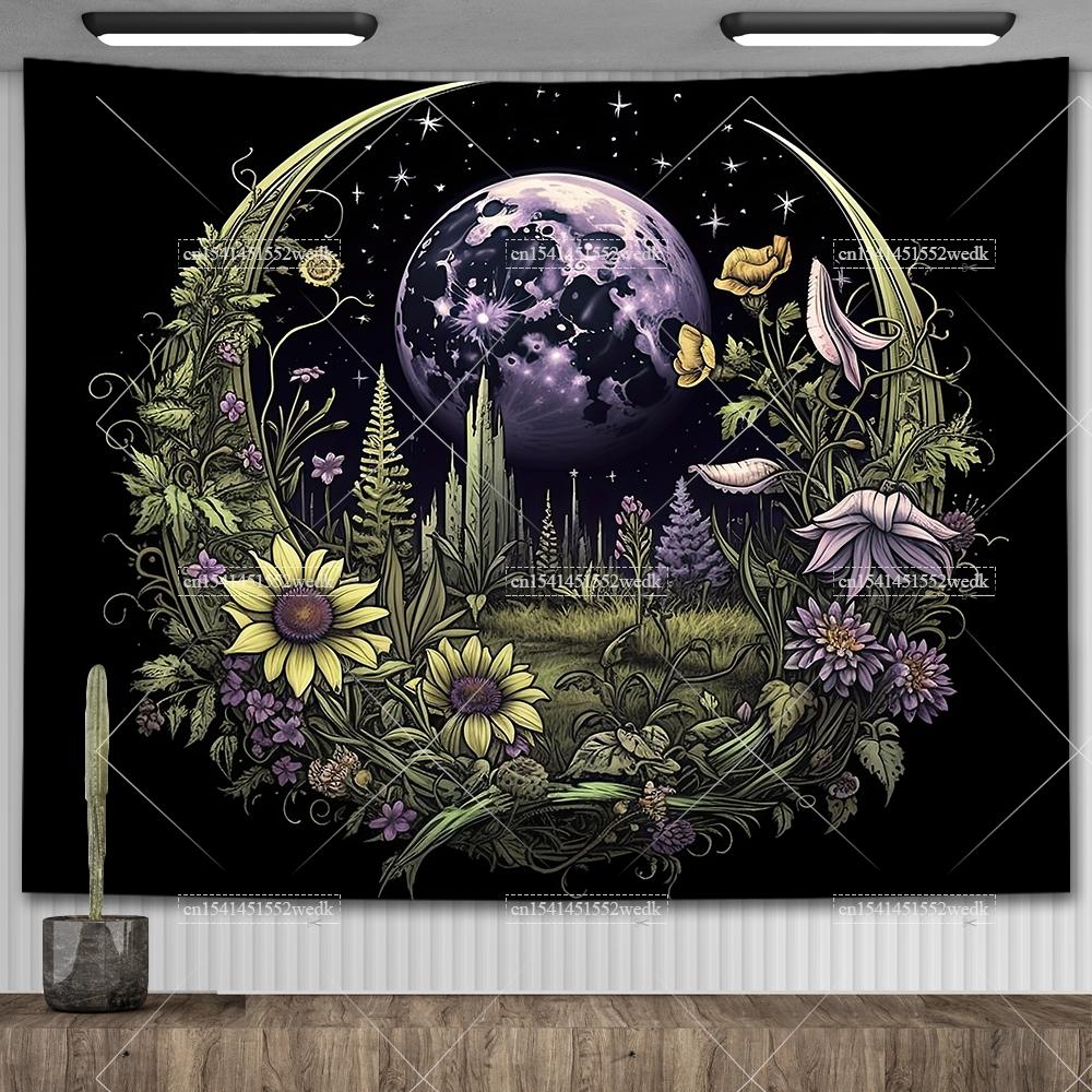 Tarot Tapestry Nordic Flower Series Room Background Cloth Moon Phase Wall Hanging Tapestries Living Room Bedroom Altar Cloths